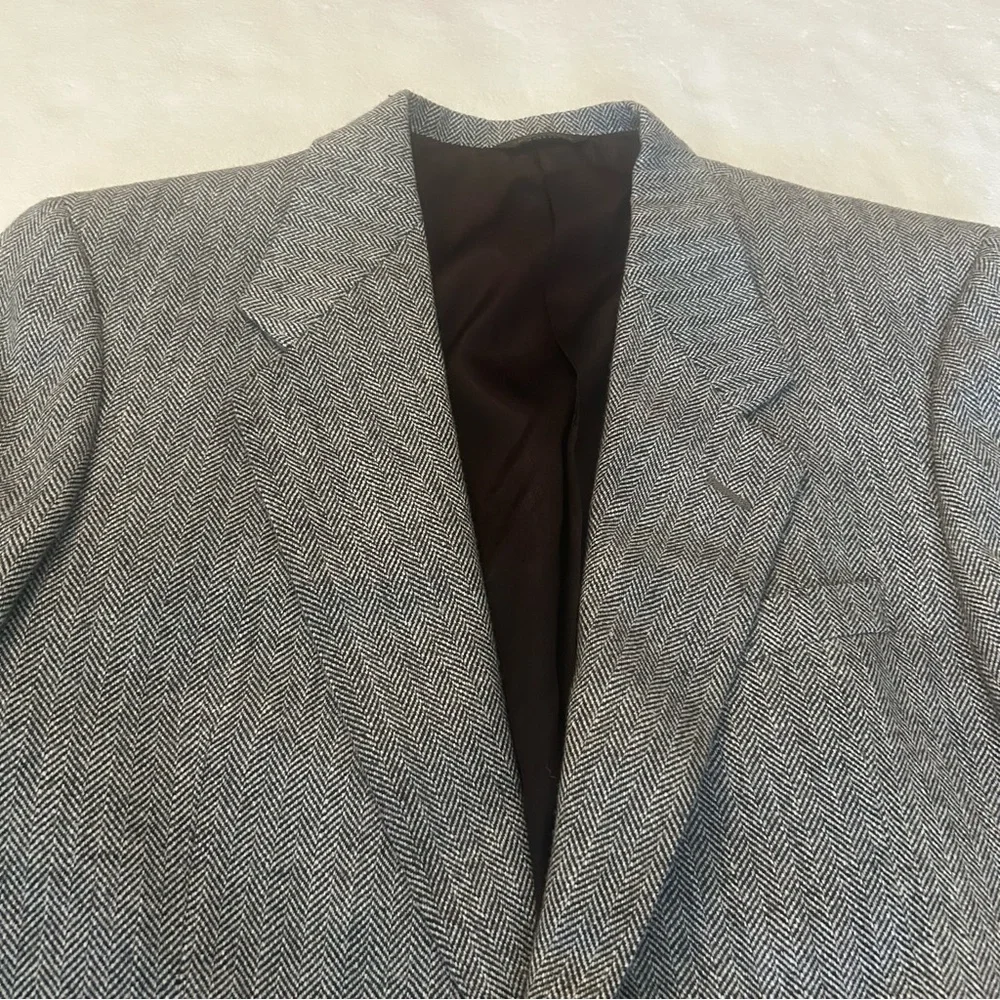 C&R Clothing black white herringbone print 2 button blazer jacket